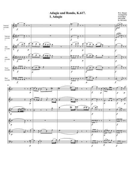 Adagio, K. 617/1 (Arrangement for 6 recorders (SSAATB)