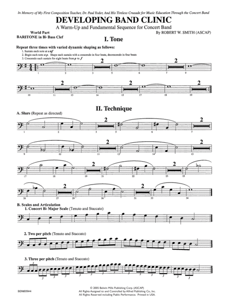 Developing Band Clinic (A Warm-Up and Fundamental Sequence for Concert Band): WP B-flat Baritone B.C.