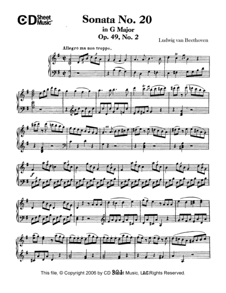 Sonata No. 20 In G Major, Op. 49, No. 2