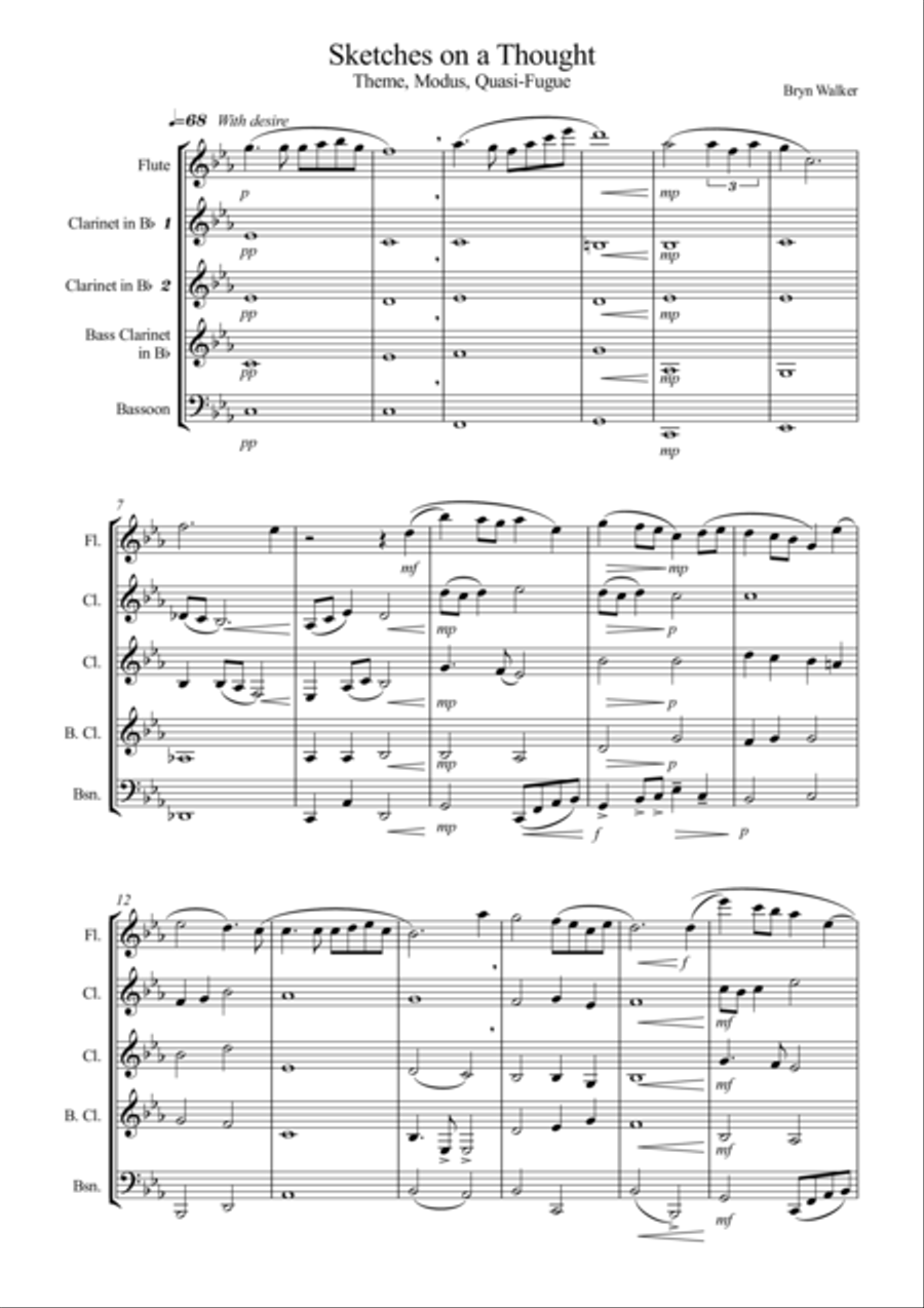 Sketches on a Thought Woodwind Quintet scores gallery preview page 1