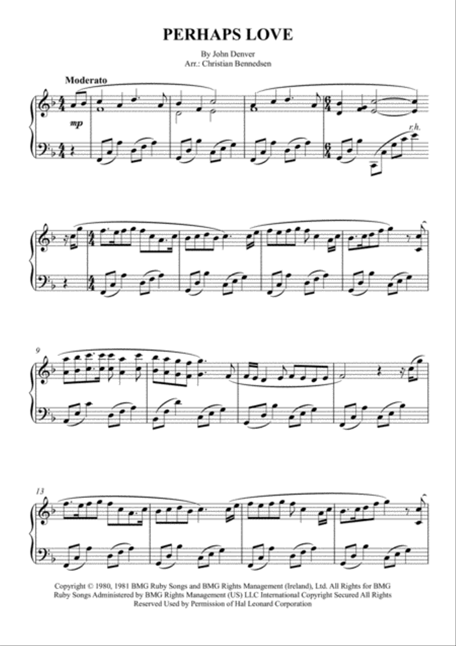 Perhaps Love Perhaps Love Piano Solo scores gallery preview page 1