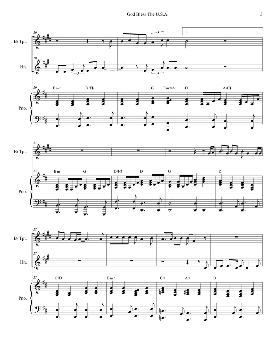 God Bless The U.S.A. Brass Duet scores gallery preview page 3