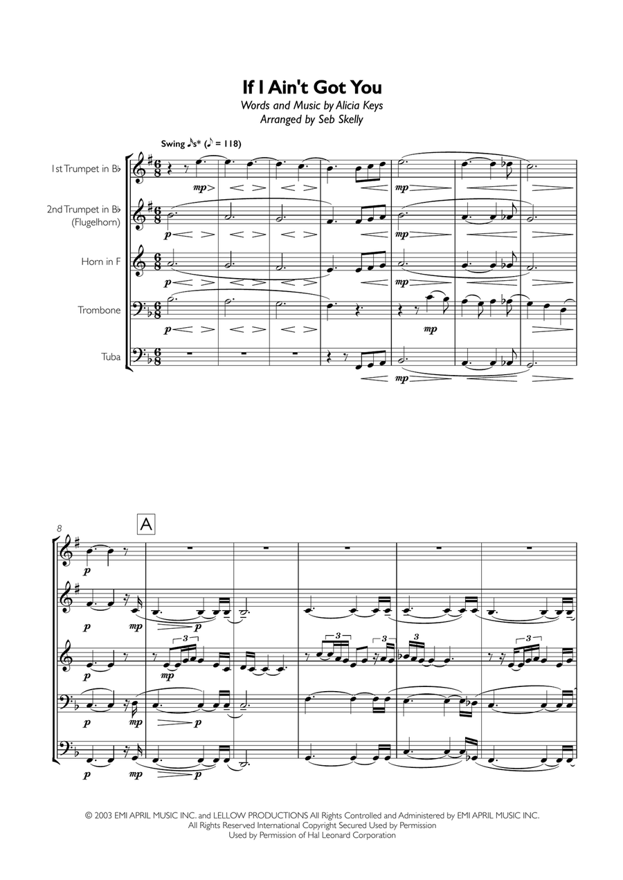 If I Ain't Got You Brass Ensemble scores gallery preview page 1