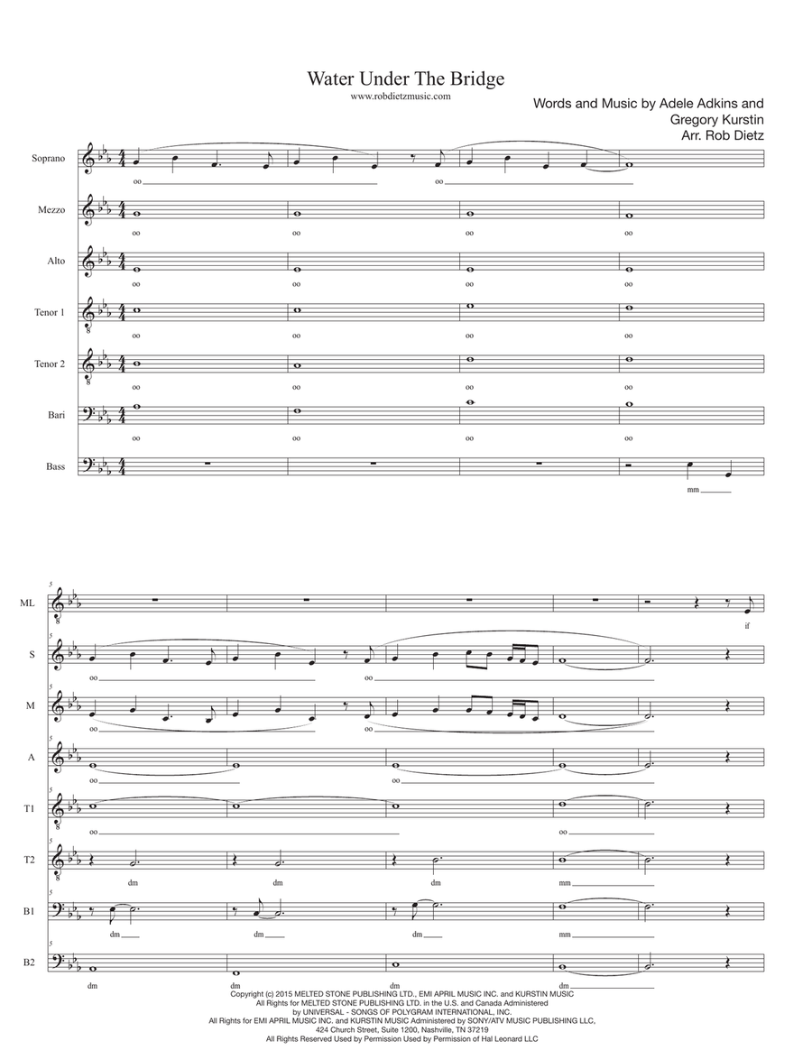 Water Under The Bridge Water Under The Bridge 4-Part scores gallery preview page 1