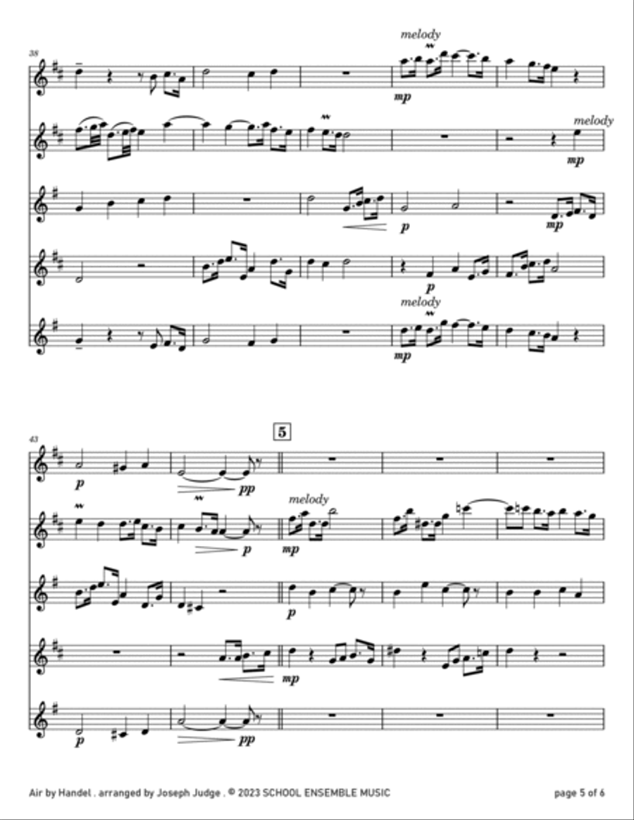 Air by Handel for Saxophone Quartet in Schools Saxophone Quartet scores gallery preview page 5