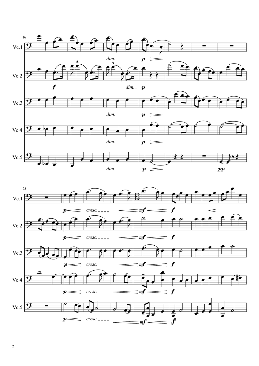 'Nimrod' from the 'Enigma' Variations for 'cello quintet Cello Solo scores gallery preview page 2