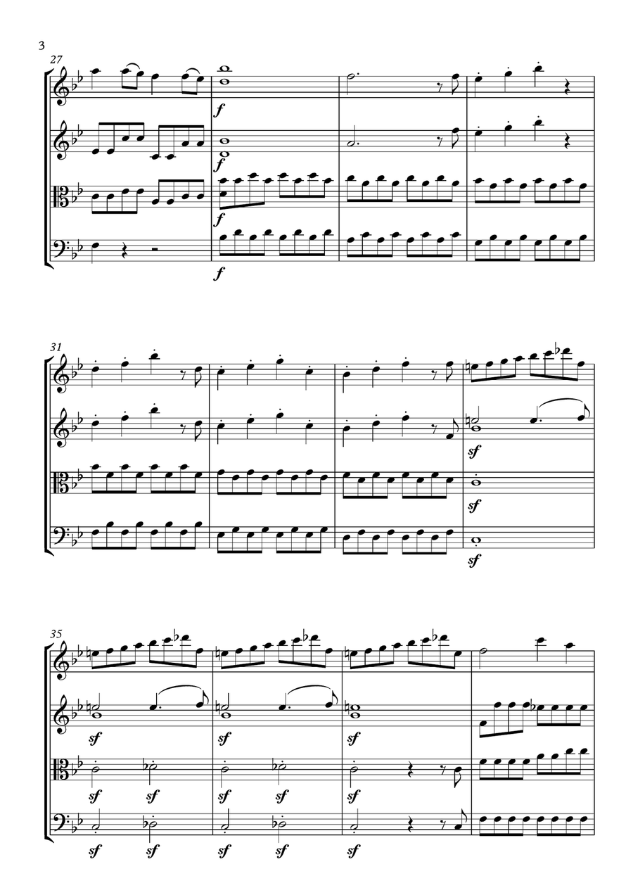 Symphony No. 40 in G minor k. 550 - I. Allegro Molto - W. A. Mozart - For String Quartet (Full Score String Quartet scores gallery preview page 4