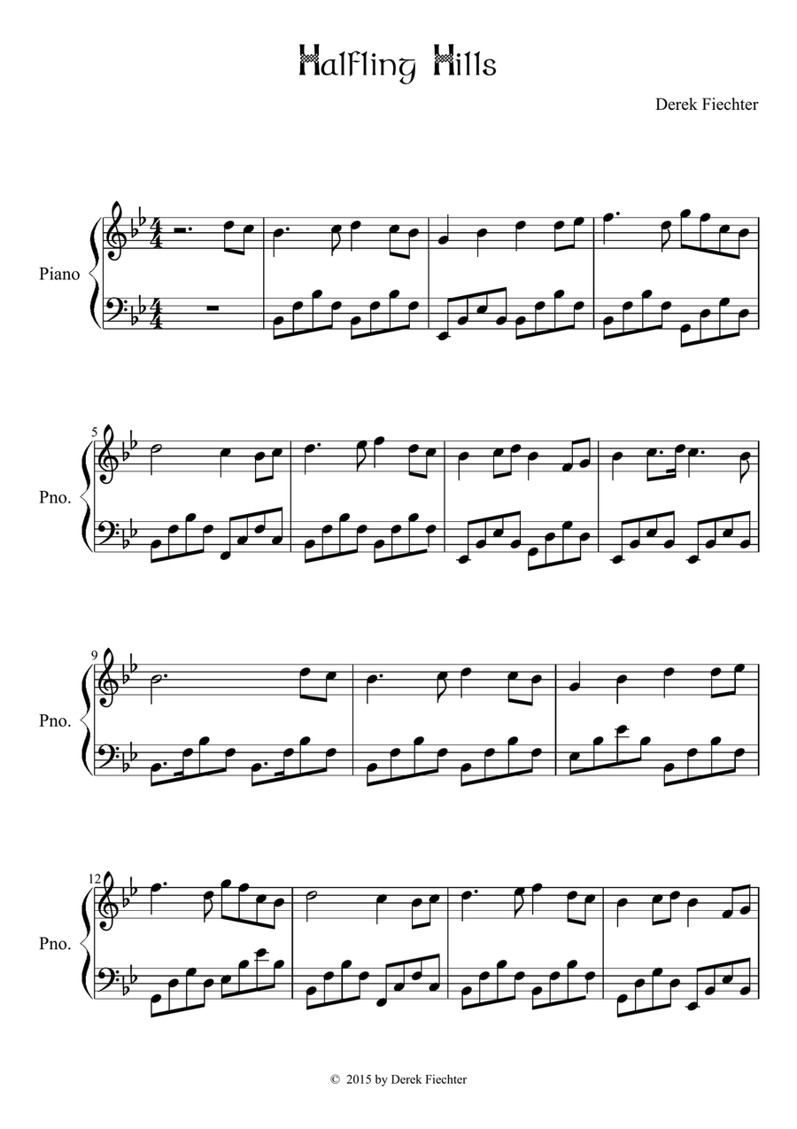 Halfling Hills Piano Solo scores gallery preview page 1