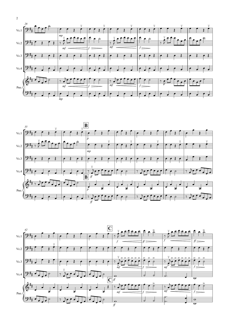 1812 Overture for Cello Quartet Cello Solo scores gallery preview page 2