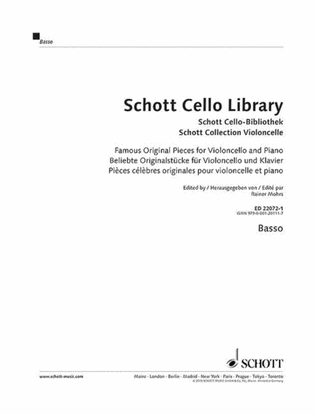 Book cover for Schott Cello Library Separate Part - Basso - Cello And Basso Continuo - Ger - Eng - Fr