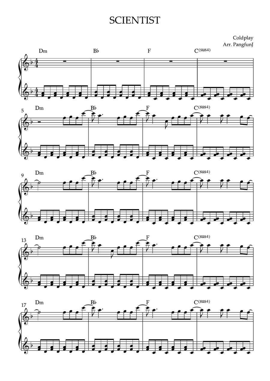 The Scientist Easy Piano scores gallery preview page 1