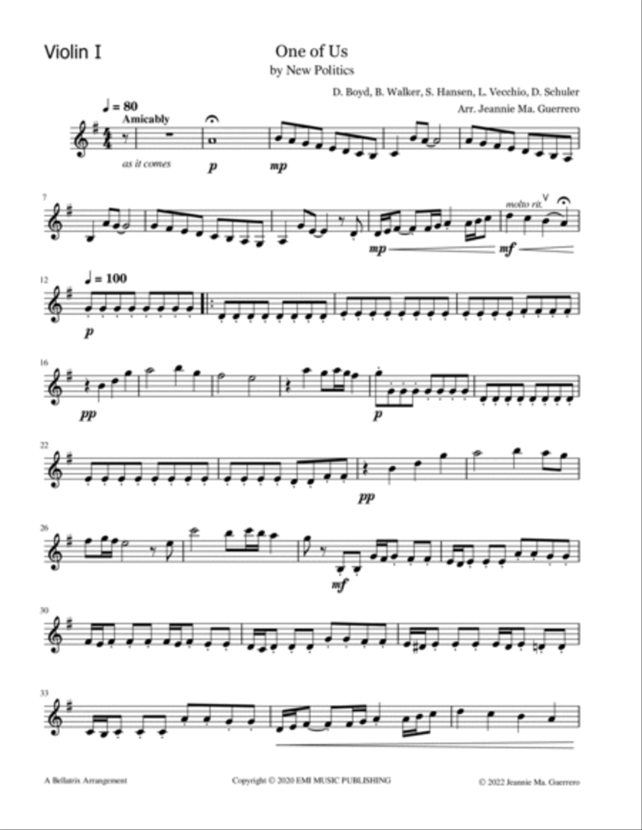 One Of Us One Of Us String Quartet scores gallery preview page 5