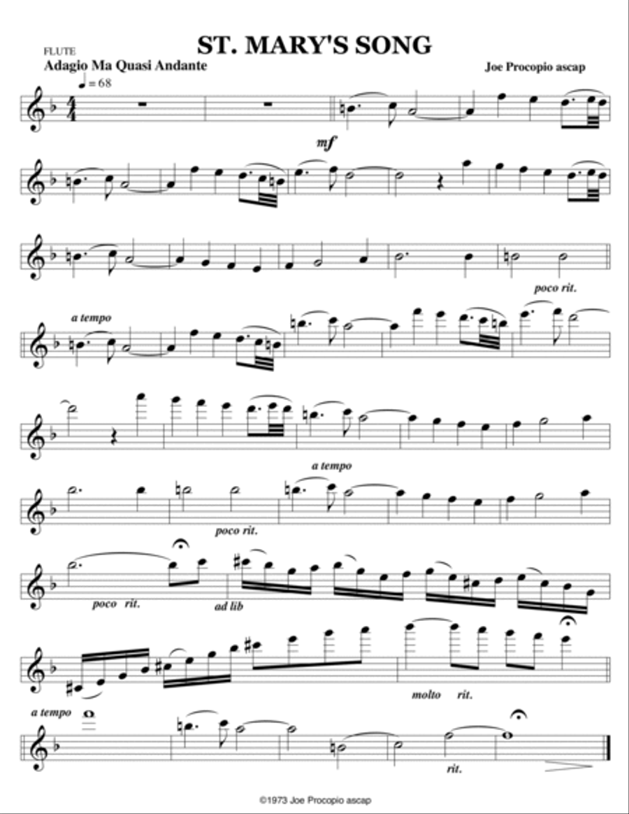 ST MARY'S SONG FLUTE SOLO by Joe Procopio Small Ensemble scores gallery preview page 2