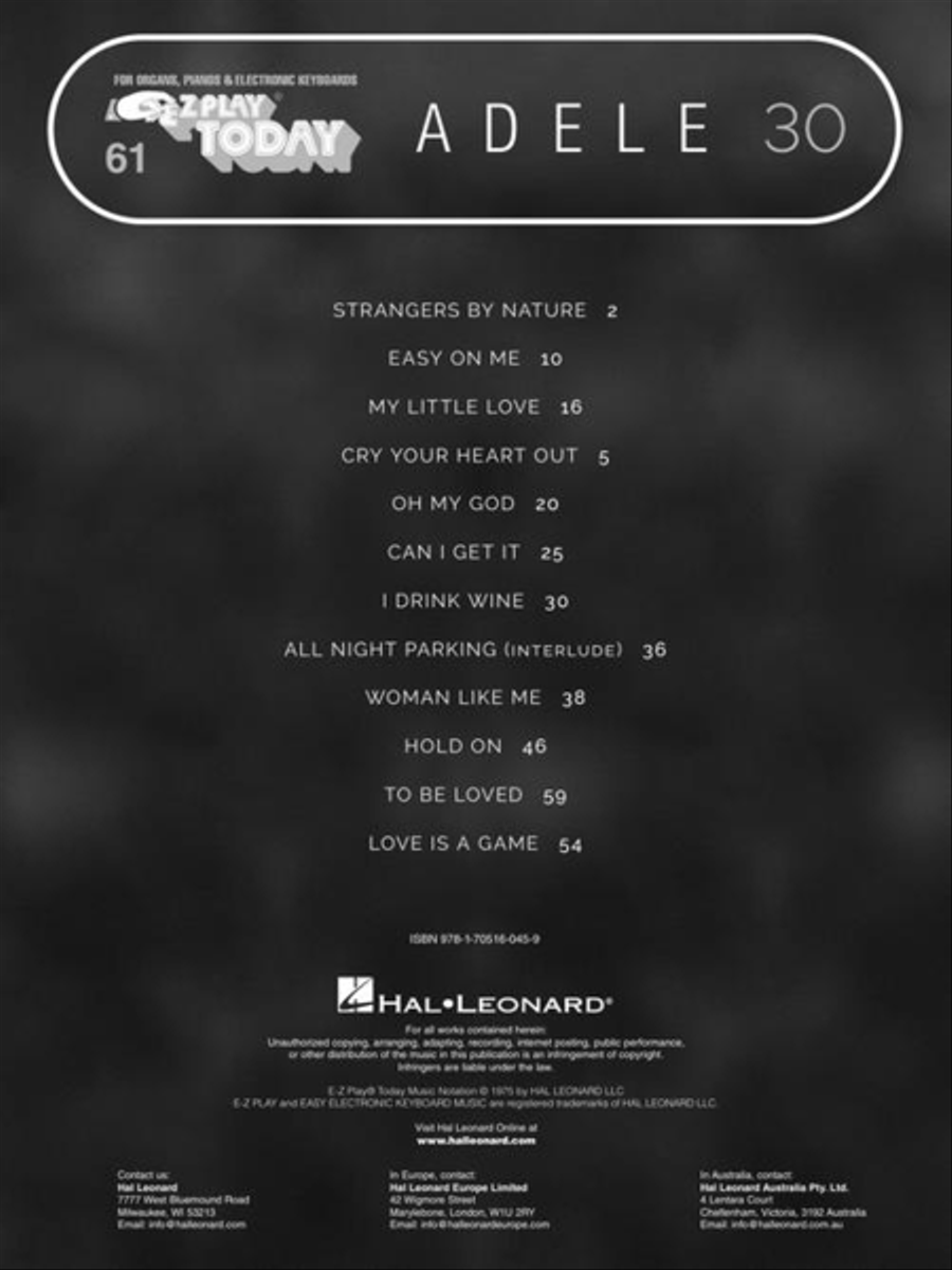 Adele – 30 Electronic Keyboard scores gallery preview page 4