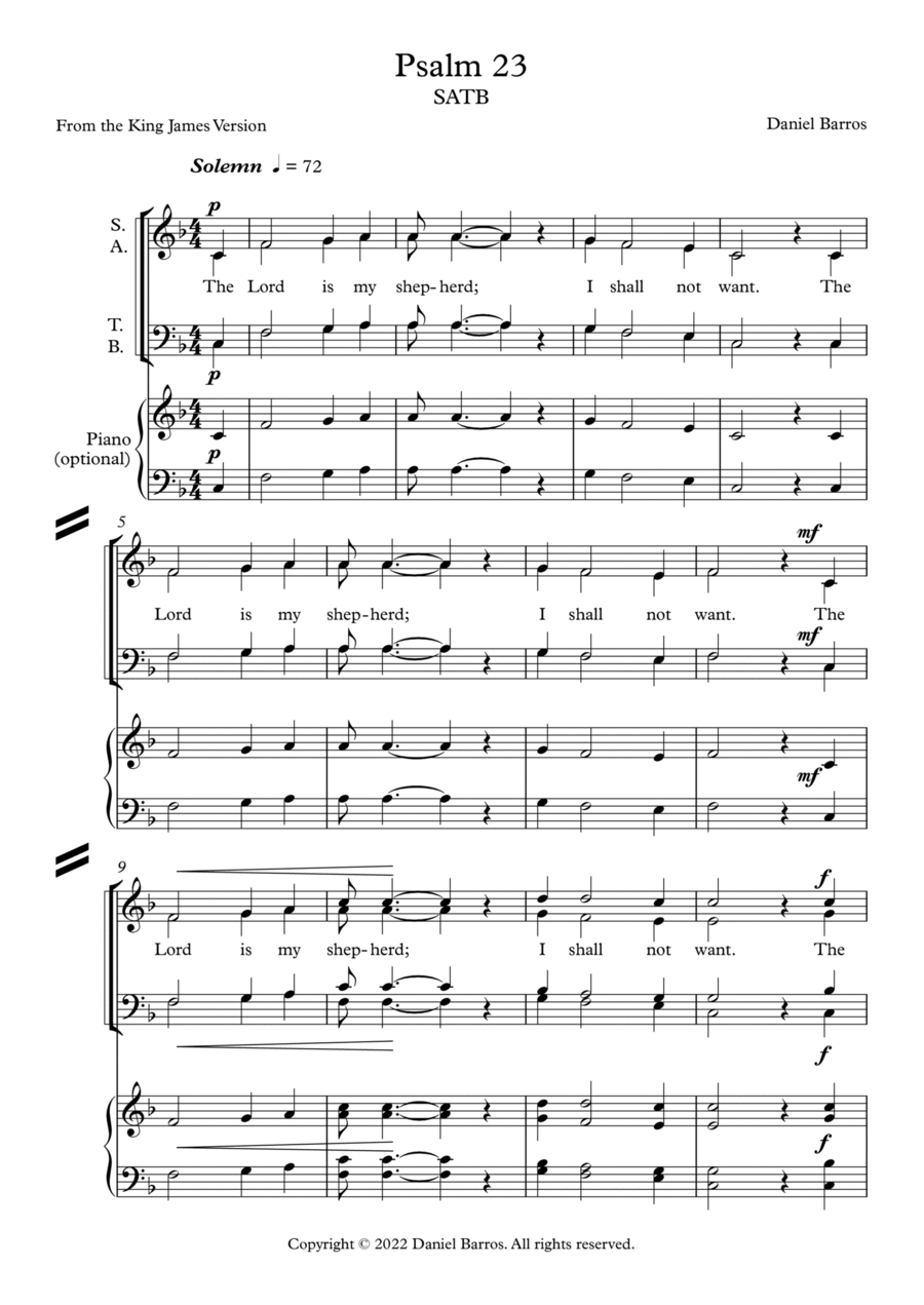 Psalm23 4-Part scores gallery preview page 1
