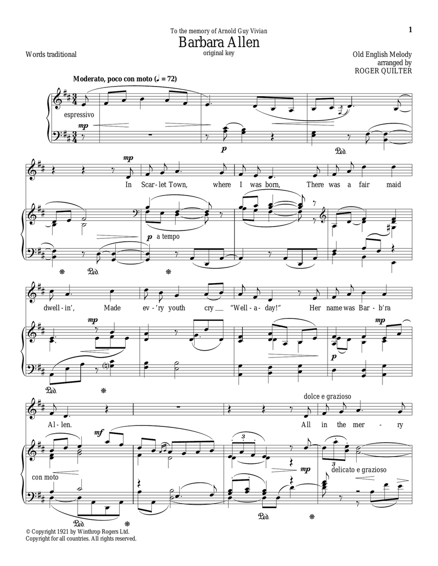 Barbara Allen Barbara Allen Piano, Vocal scores gallery preview page 1