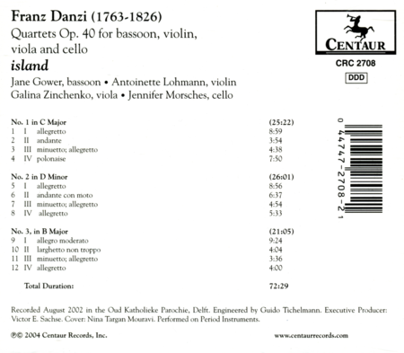 Danzi Quartets Op. 40 Nos. 1
