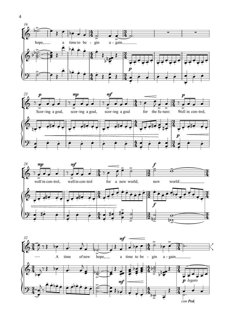 Running for the Future, for two-part (or unison) voices and piano SA scores gallery preview page 4