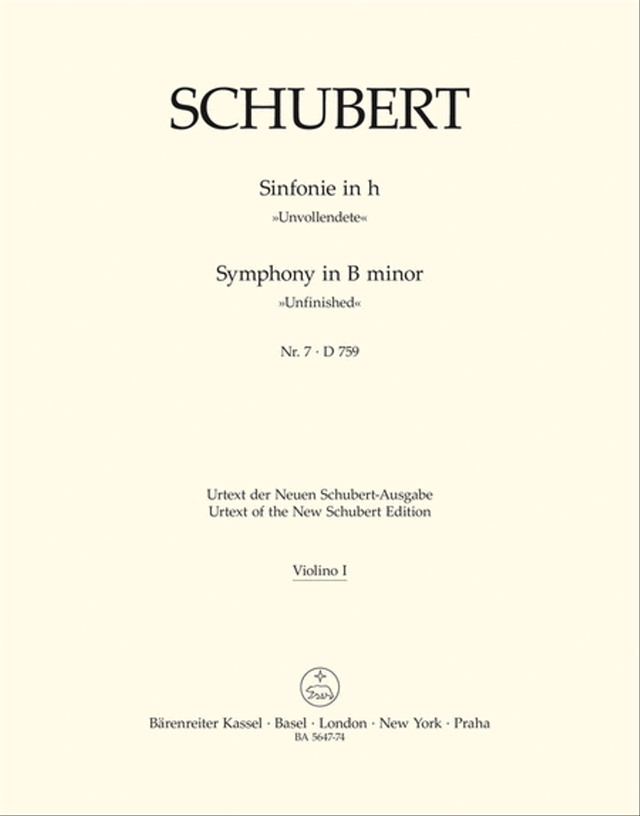 Symphony, No. 7 b minor D 759 'Unfinished'