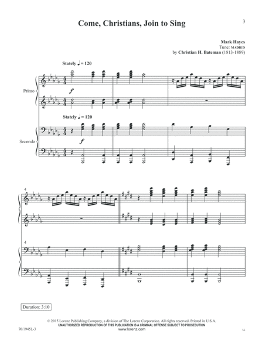 Come, Christians, Join to Play! Piano Duet scores gallery preview page 3