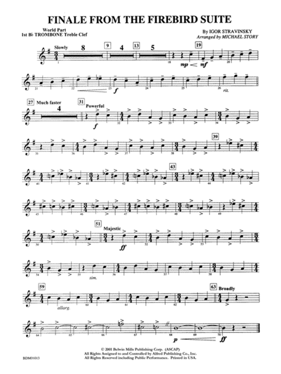 Finale from The Firebird Suite: WP 1st B-flat Trombone T.C.