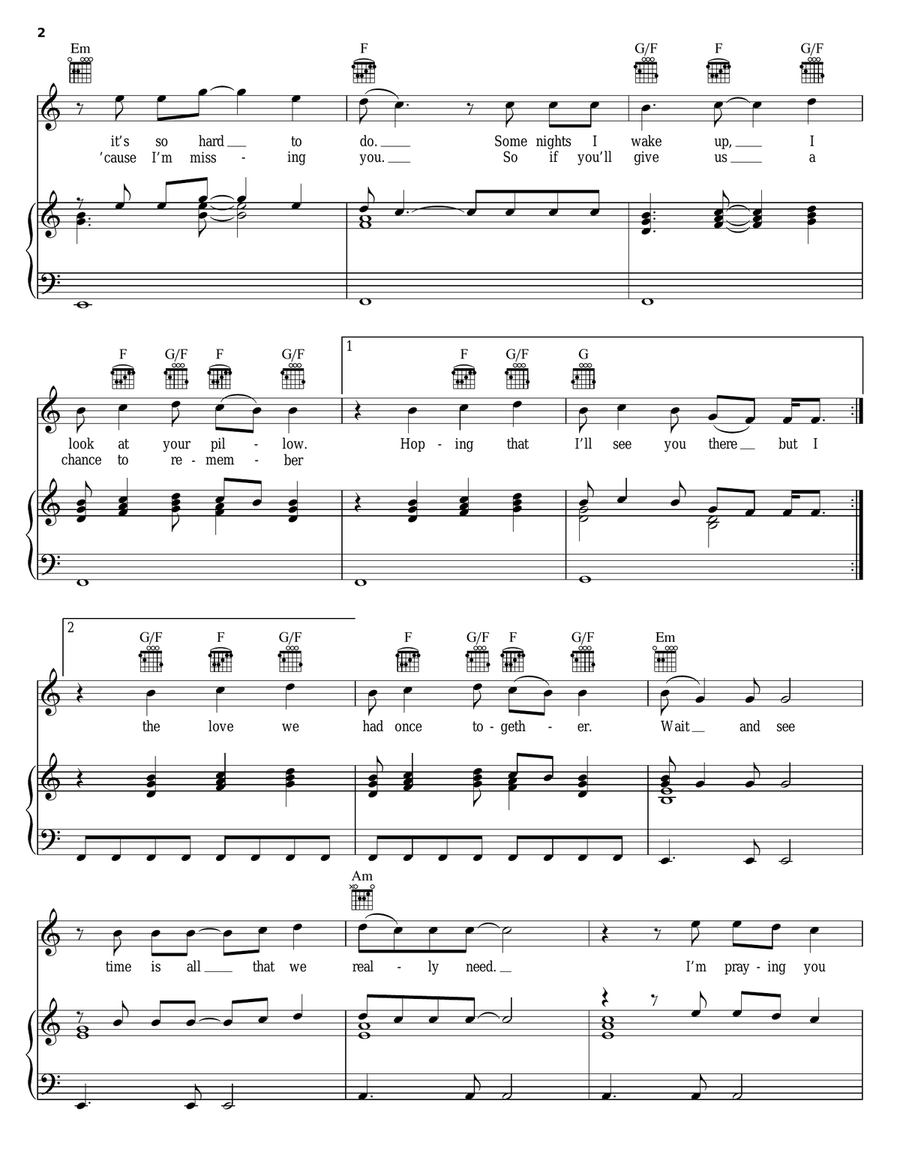 Don't Let It End Piano, Vocal, Guitar scores gallery preview page 2