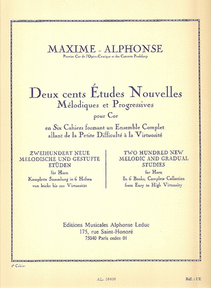 Book cover for Deux cents Etudes Nouvelles Melodiques et Progressives Pour Cor - Cahier 5: Vingt Etudes Tres Diffi