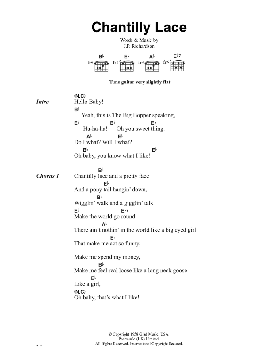 Chantilly Lace Chantilly Lace Guitar scores gallery preview page 1