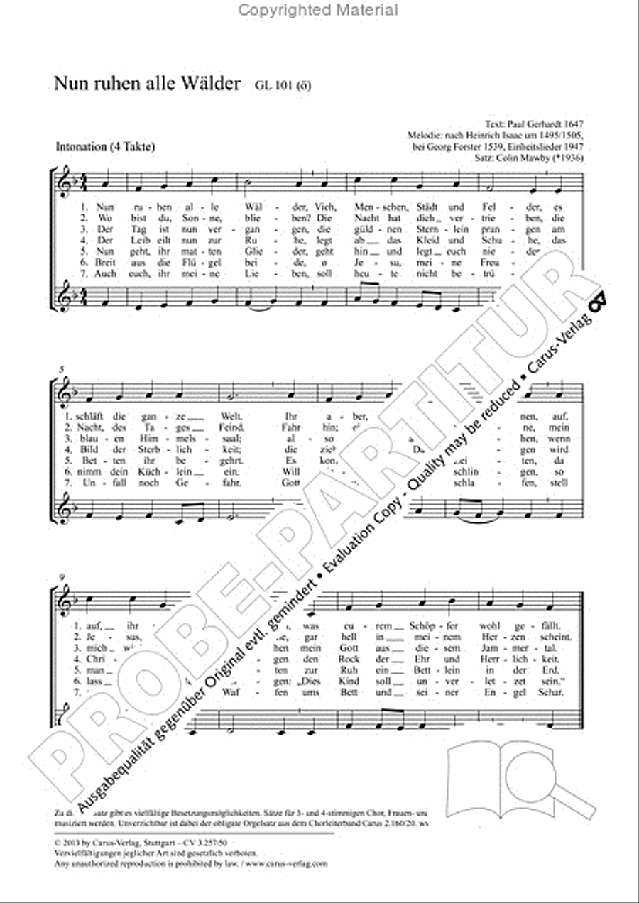 Nun ruhen alle Walder 2-Part scores gallery preview page 2