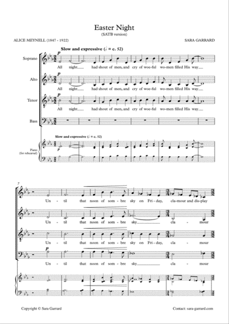 Easter Night (SATB) 4-Part scores gallery preview page 1