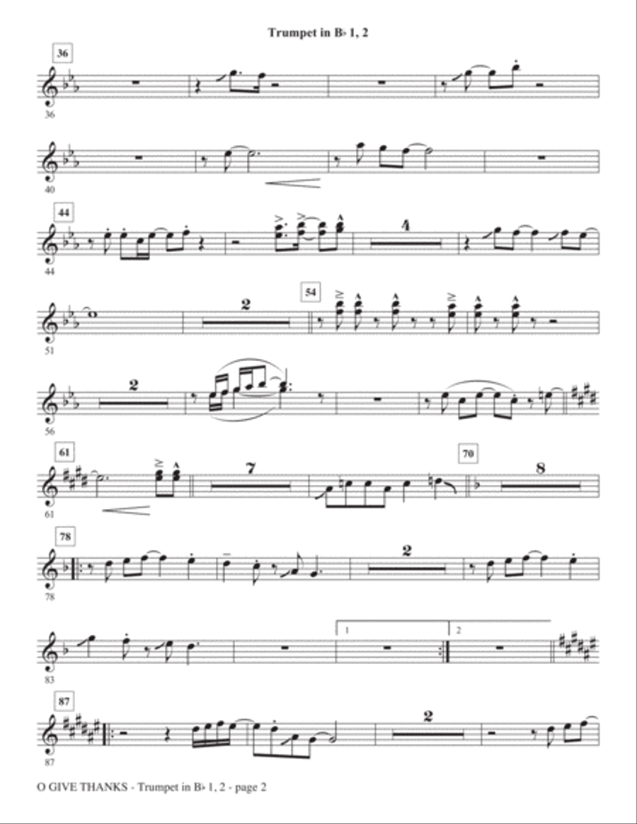 O Give Thanks - Bb Trumpet 1,2 Choir scores gallery preview page 2