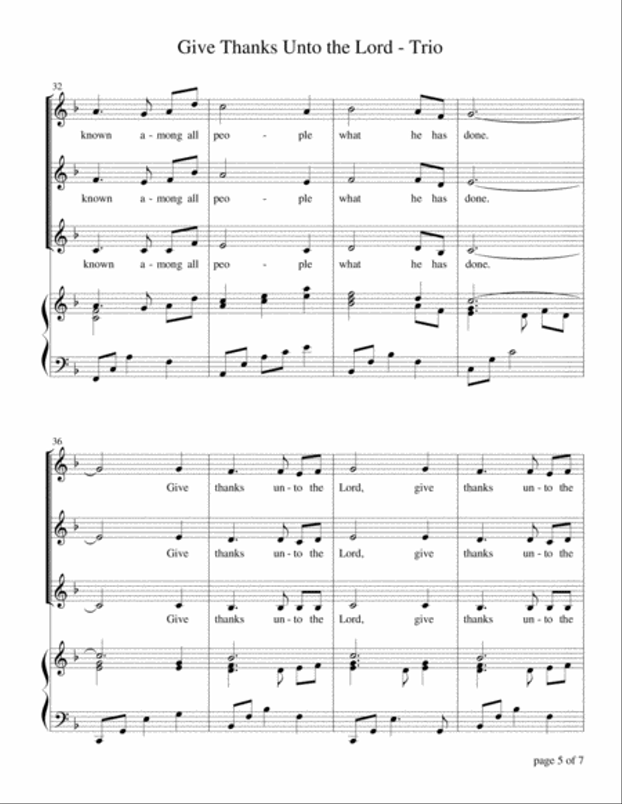 Give Thanks Unto the Lord (for SAA Choir with Piano Accompaniment) SSA scores gallery preview page 6