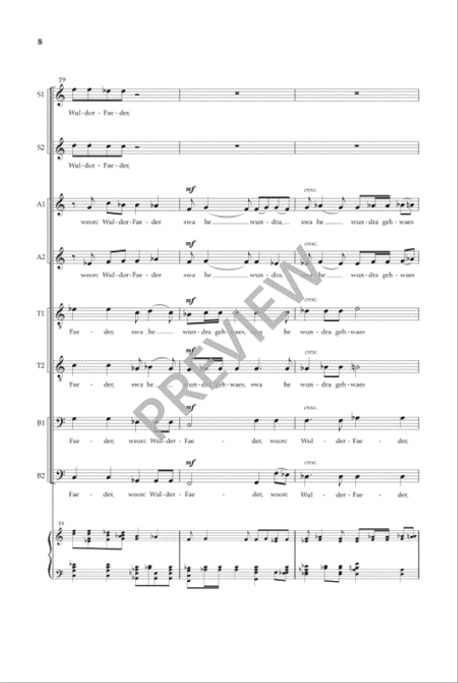 Caedmon's Hymn SSAATTBB scores gallery preview page 9
