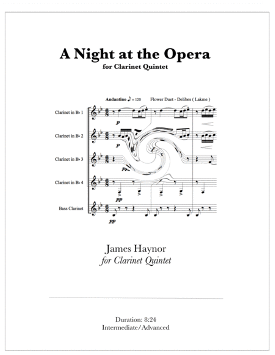 A Night at the Opera for Clarinet Quintet Clarinet Quintet scores gallery preview page 1
