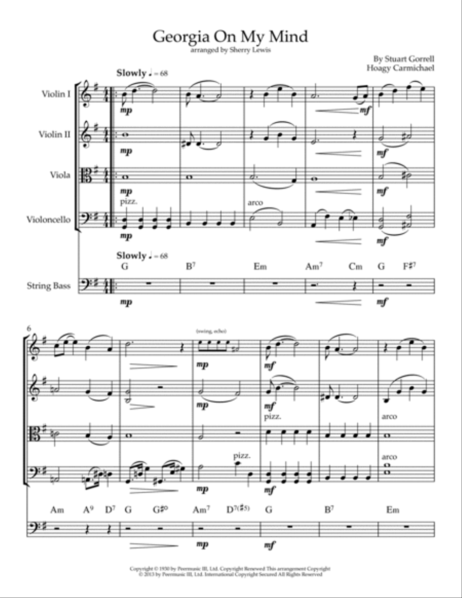Georgia On My Mind String Quintet scores gallery preview page 3