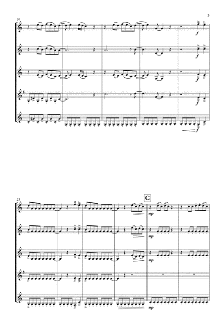 Mamma Mia Mamma Mia Woodwind Quartet scores gallery preview page 5