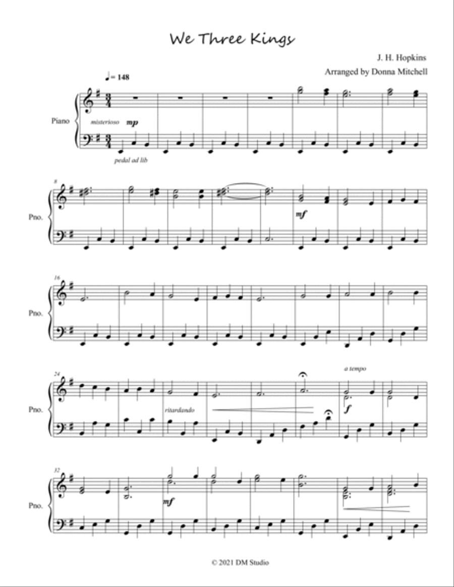 We Three Kings Intermediate Piano Solo Easy Piano scores gallery preview page 3