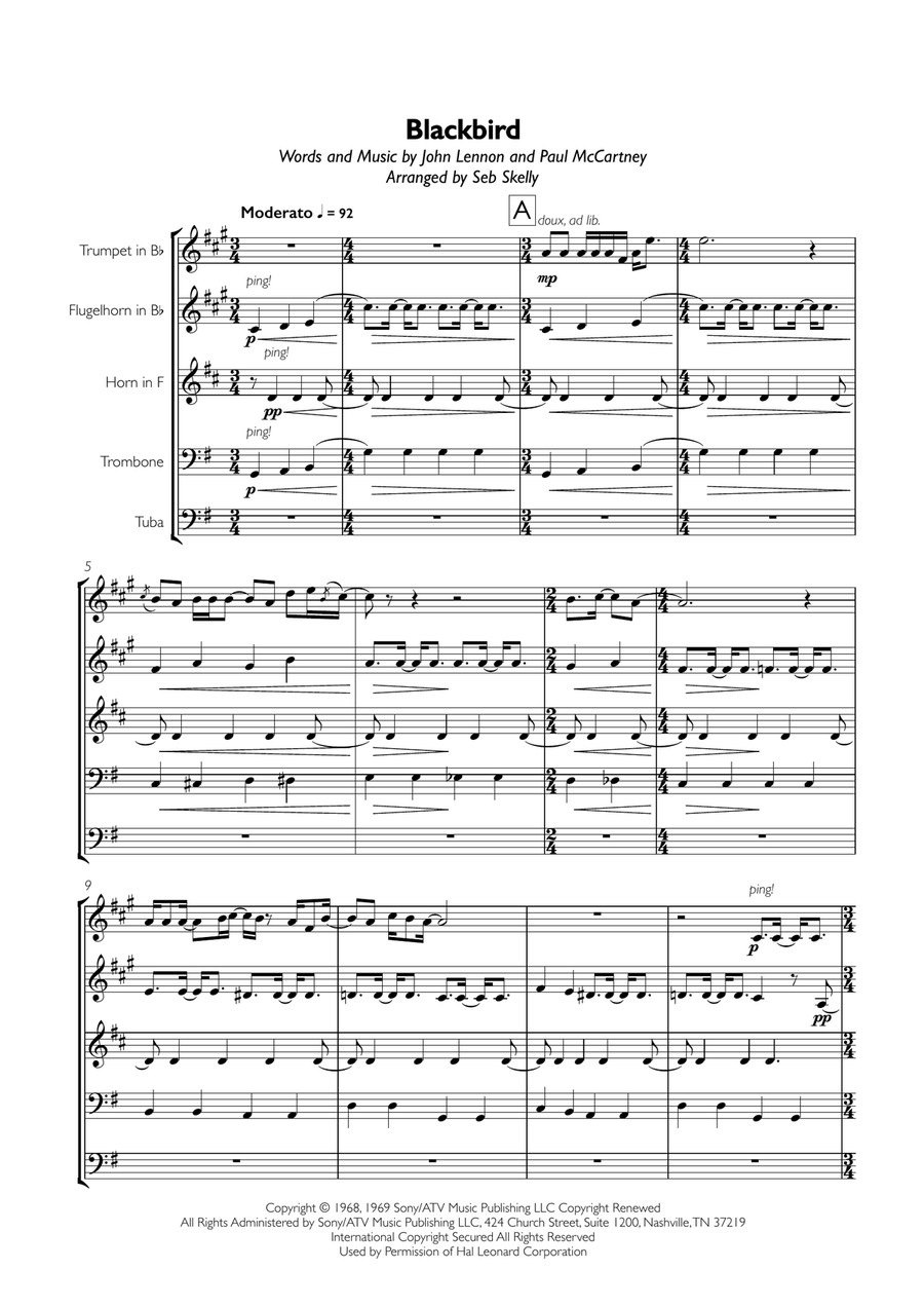 Blackbird Brass Ensemble scores gallery preview page 1