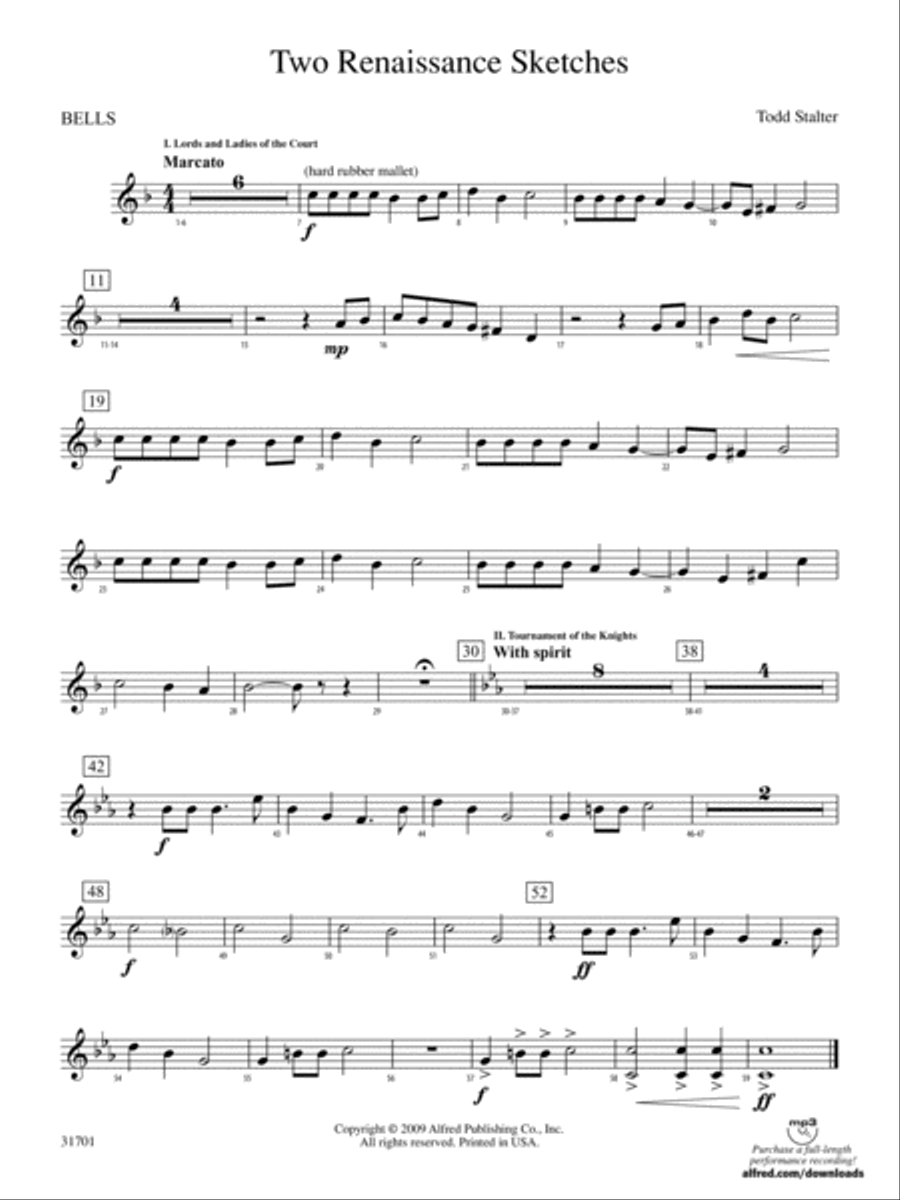 Two Renaissance Sketches: Bells Concert Band scores gallery preview page 1