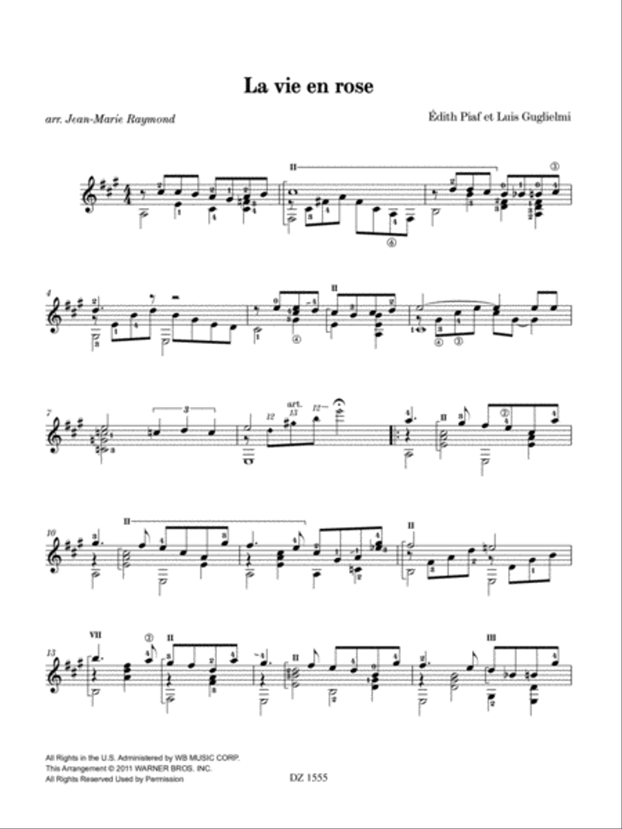 La vie en rose La vie en rose Classical Guitar scores gallery preview page 3