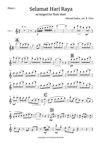 Selamat Hari Raya, arranged for flute duet image number null