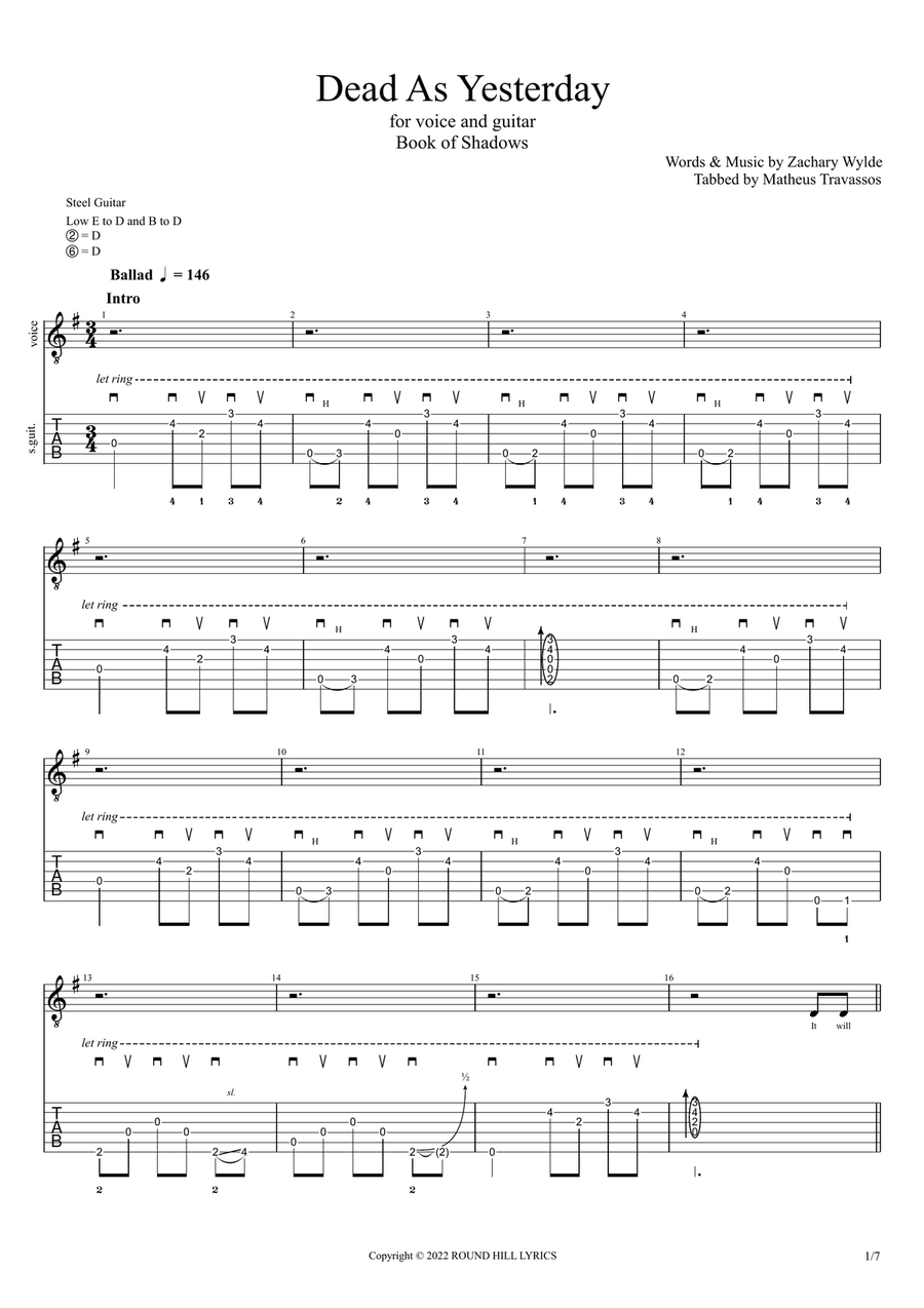 Dead As Yesterday Acoustic Guitar scores gallery preview page 2