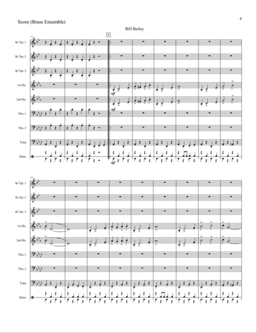 Bill Bailey, Won't You Please Come Home? Brass Ensemble scores gallery preview page 5