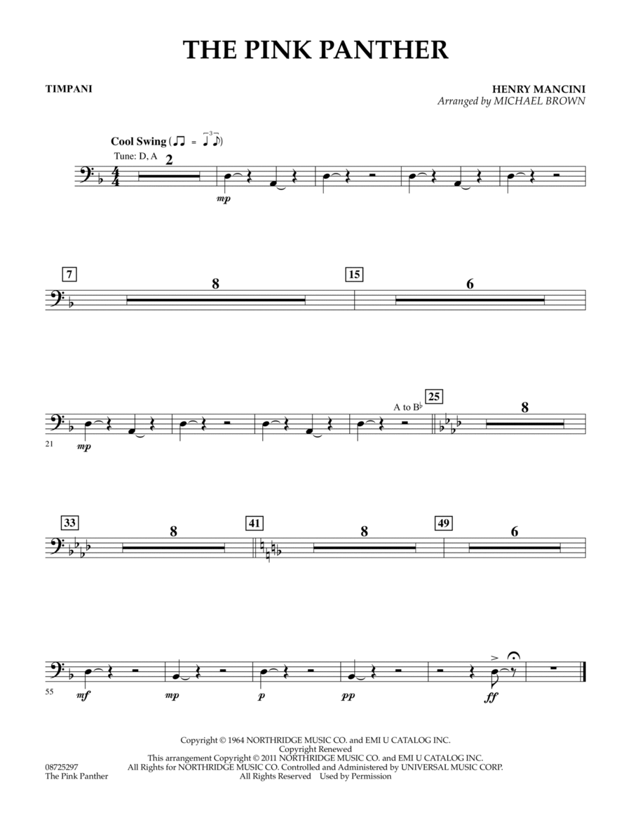 The Pink Panther - Timpani Concert Band scores gallery preview page 1