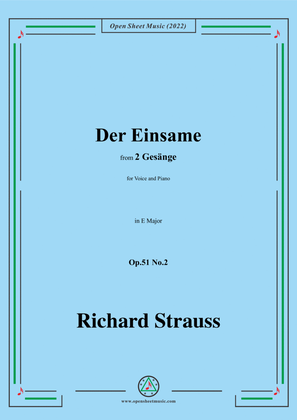 Book cover for Richard Strauss-Der Einsame,in E Major,Op.51 No.2