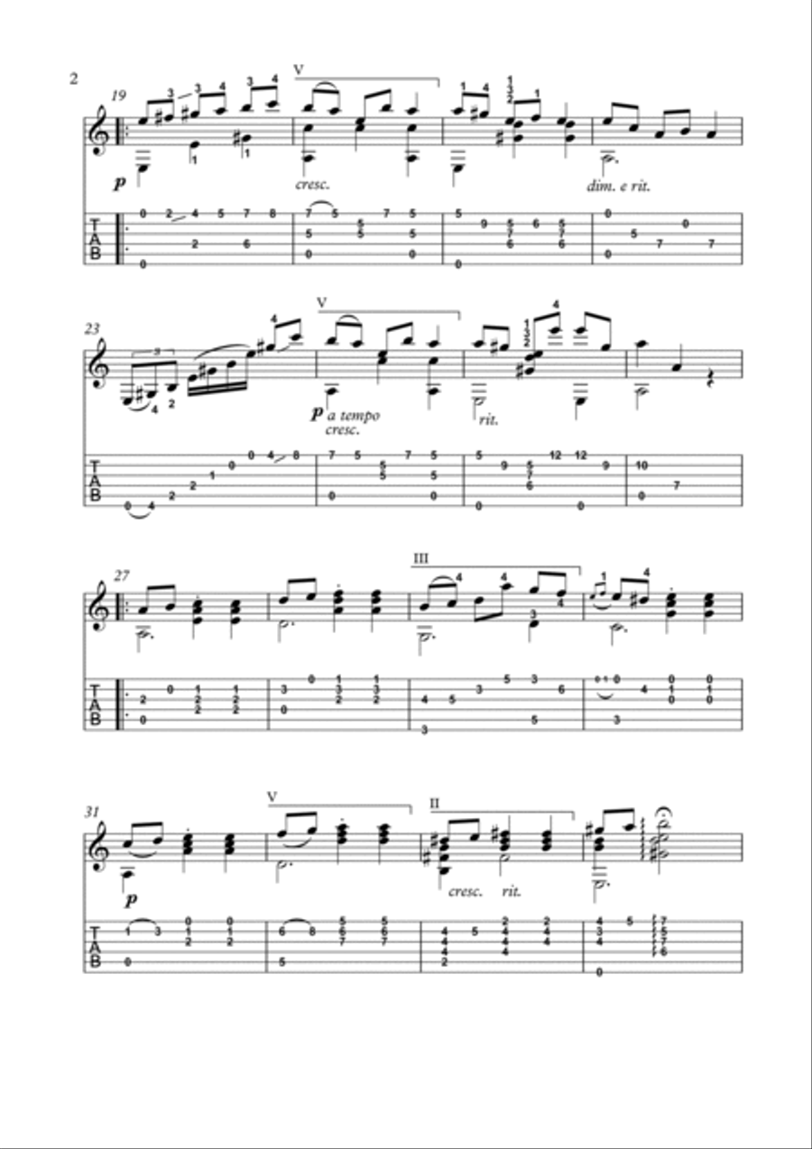 Waltz in A minor by Chopin for solo guitar Acoustic Guitar scores gallery preview page 2