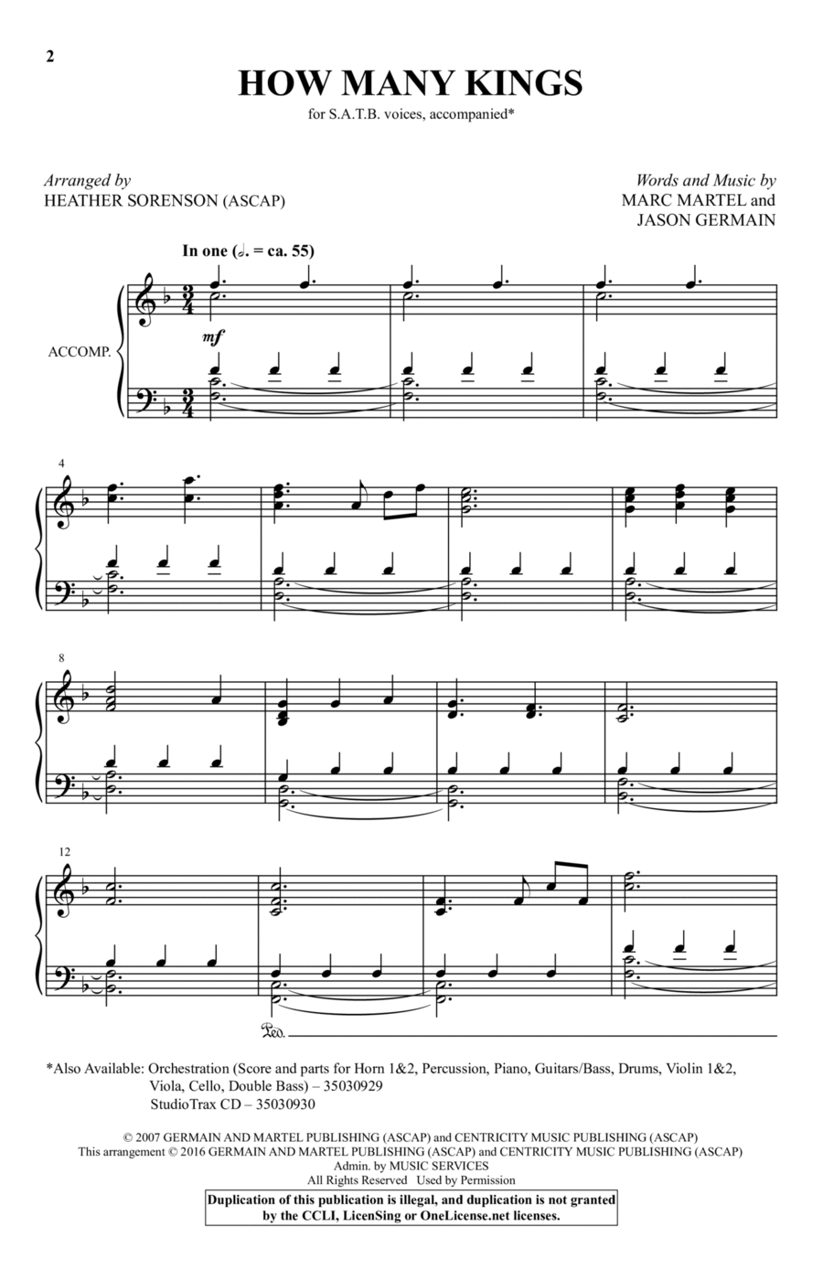 How Many Kings 4-Part scores gallery preview page 1