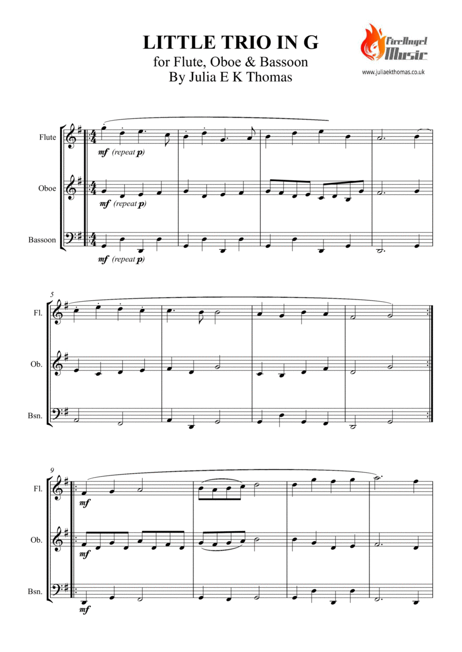 Little Trio In G - For Flute / Oboe and Bassoon Woodwind Trio scores gallery preview page 1