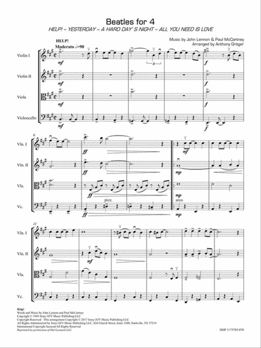 Beatles for 4 String Quartet scores gallery preview page 2
