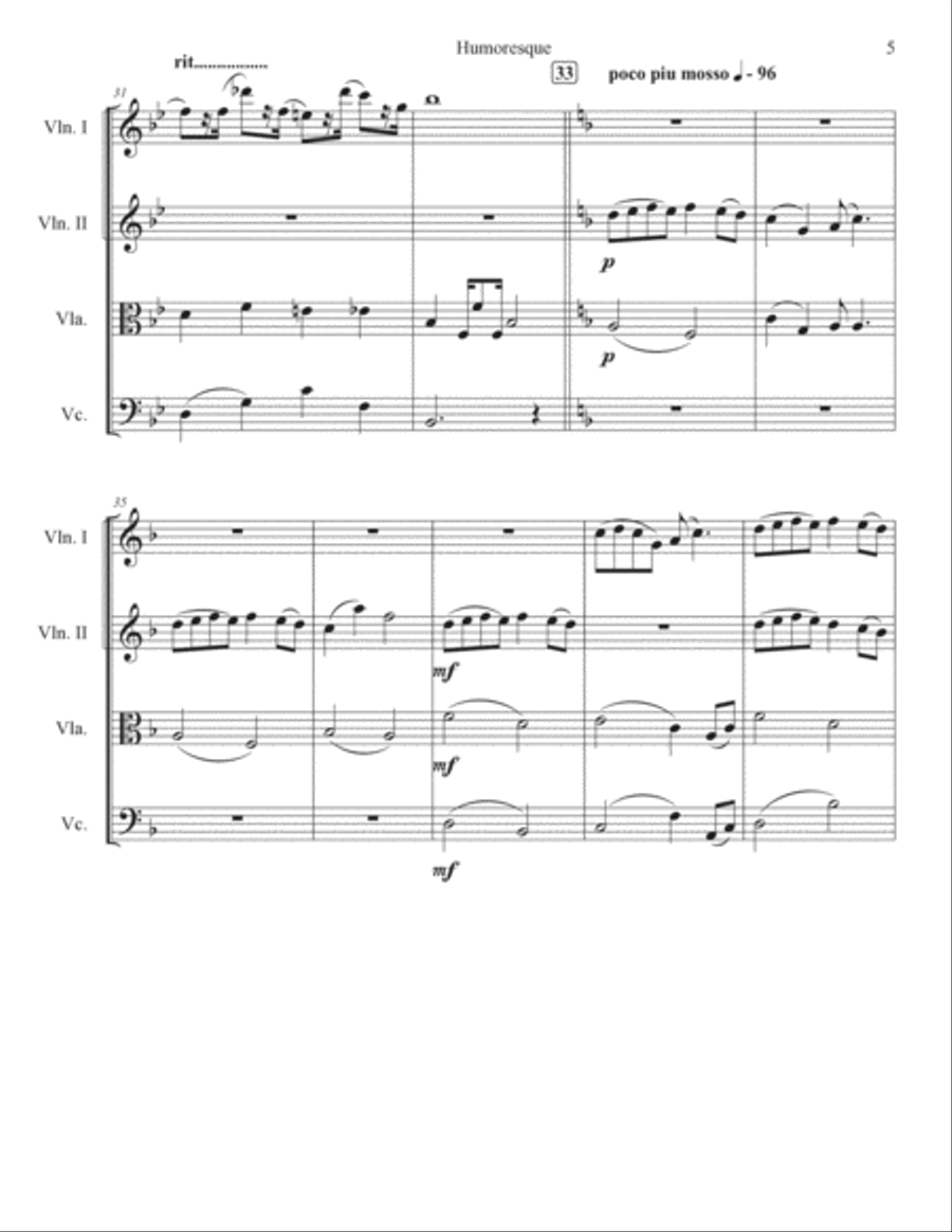 Humoresque Humoresque String Quartet scores gallery preview page 5